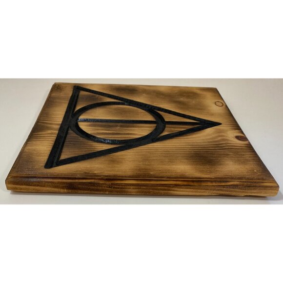 Wooden Deathly Hallows Plaque Harry Potter Vanquisher Conqueror Death - Picture 5 of 6